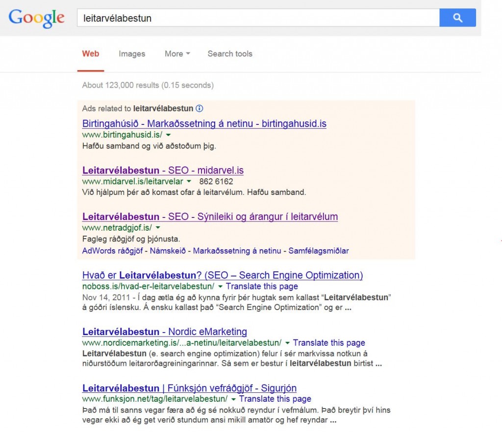 Leitarvélabestun í Google